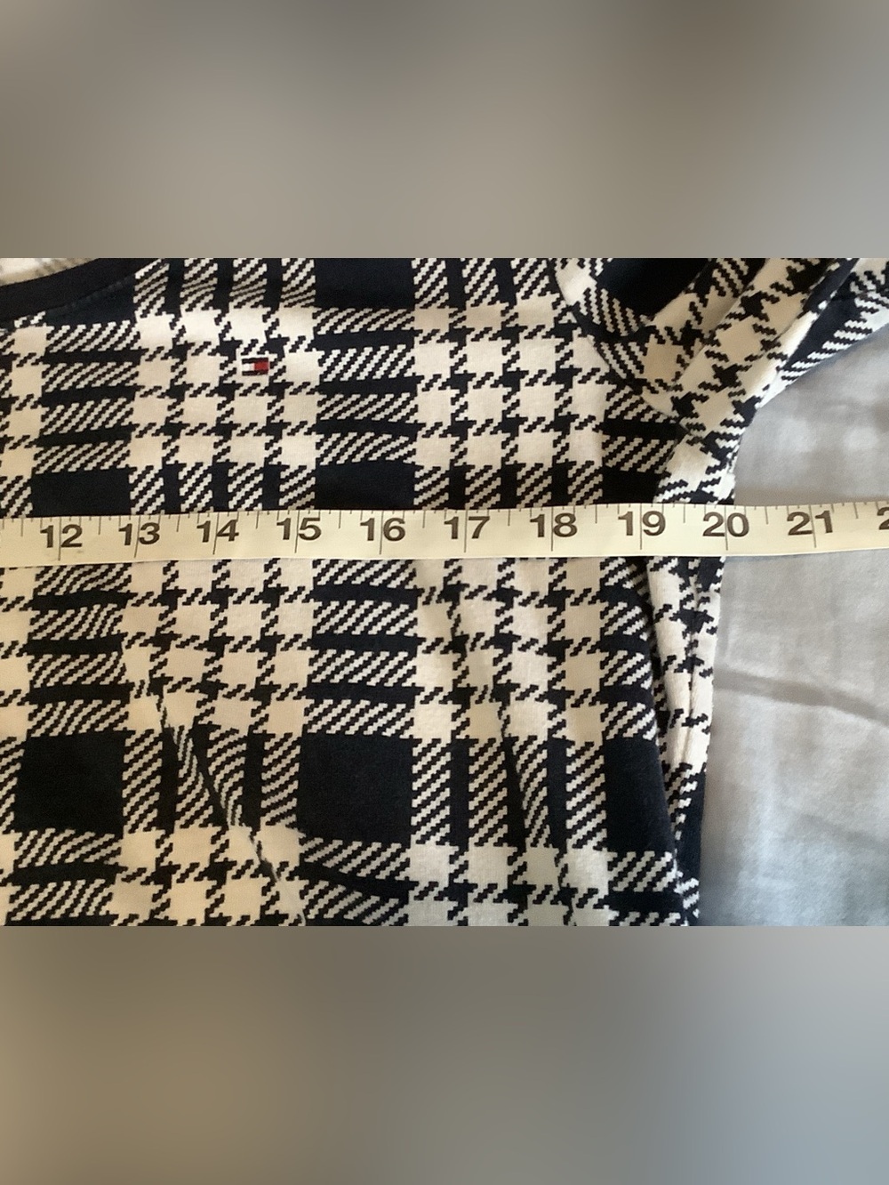 Tommy Hilfiger Navy & White Plaid Long-Sleeve Scoop Neck Top - Picture 3 of 5